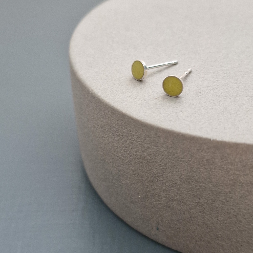 Colour Dot Studs - Small Yellow