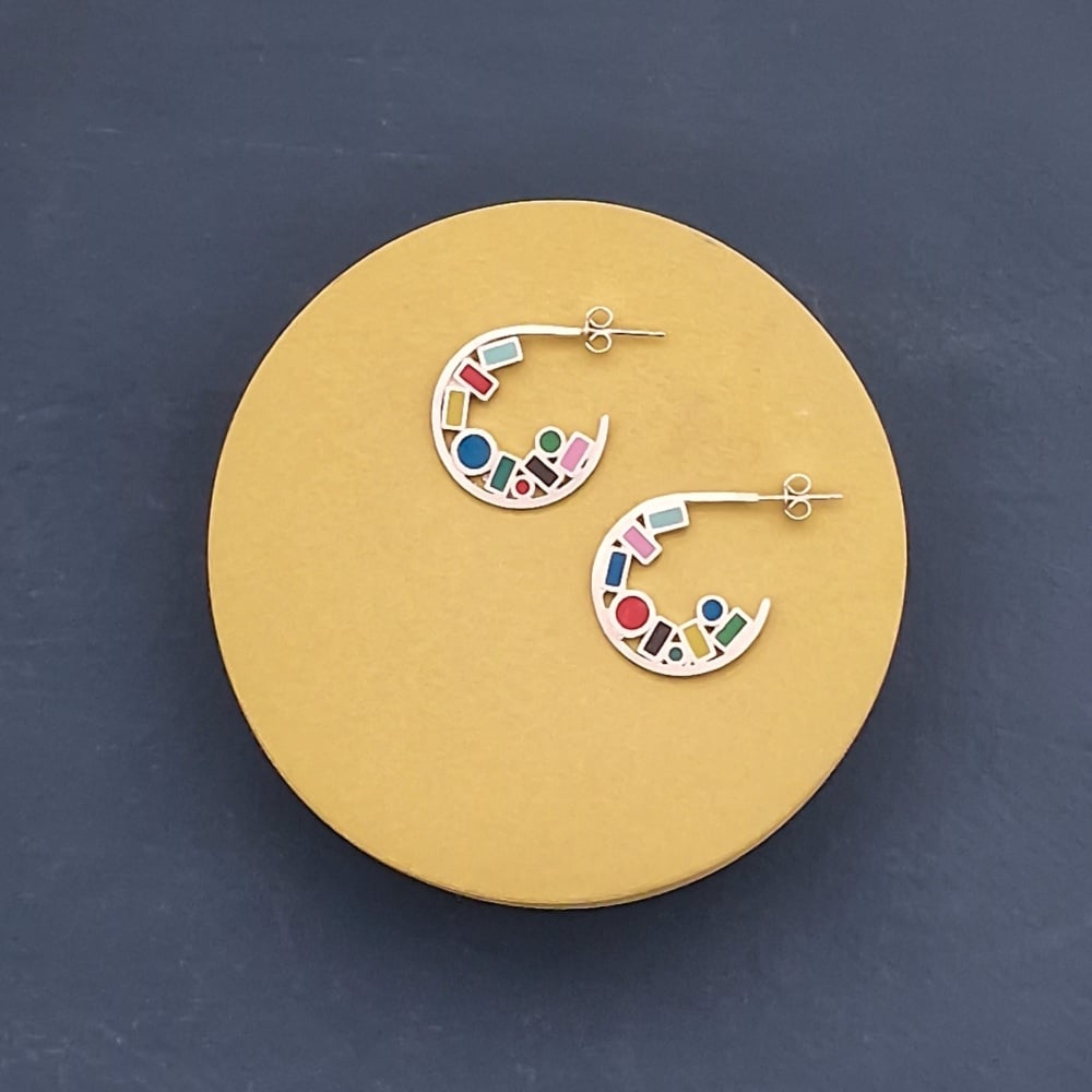 Small Kaleidoscope Hoop Stud Earrings