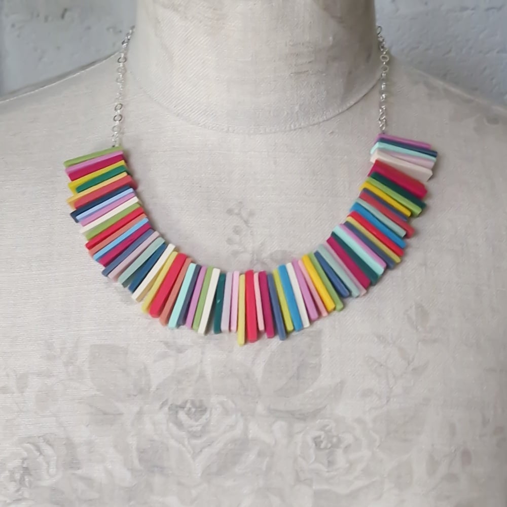 Modern Deco Necklace in Bright Multi Colours and Pastels