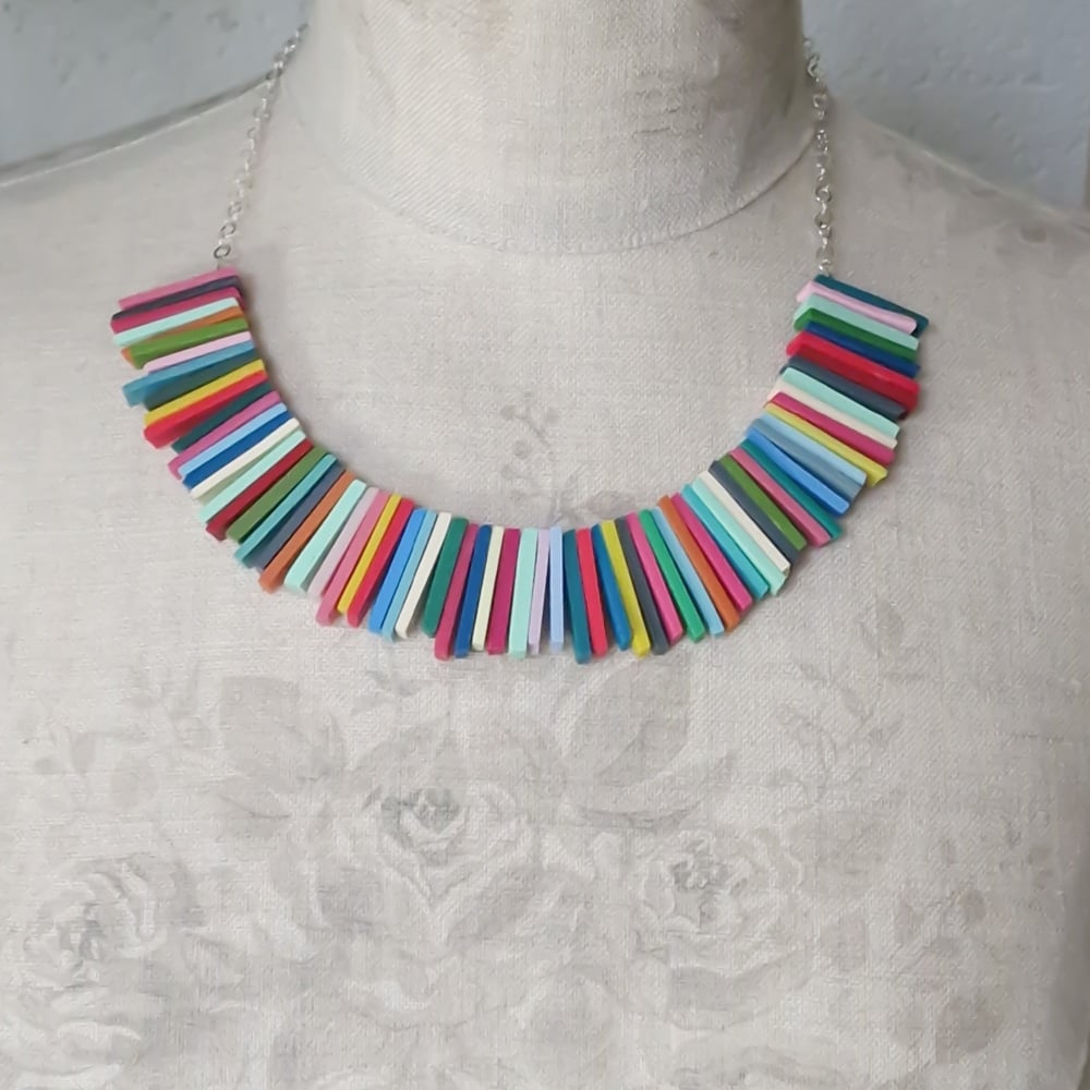 Modern Deco Necklace in Bright Multi Colours and Pastels