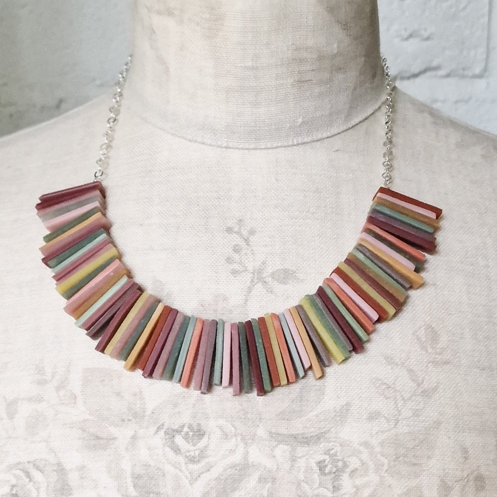 Modern Deco Necklace in Natural Earth Colours