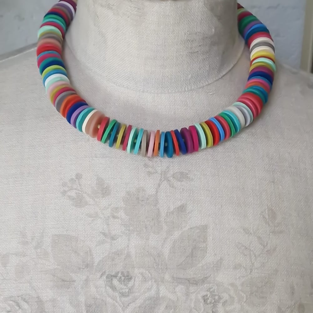 Large Disc Bead Necklace in Bright Multi Colours