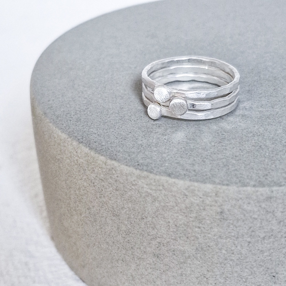 Lunar Dot Recycled Sterling Silver Stacking Rings
