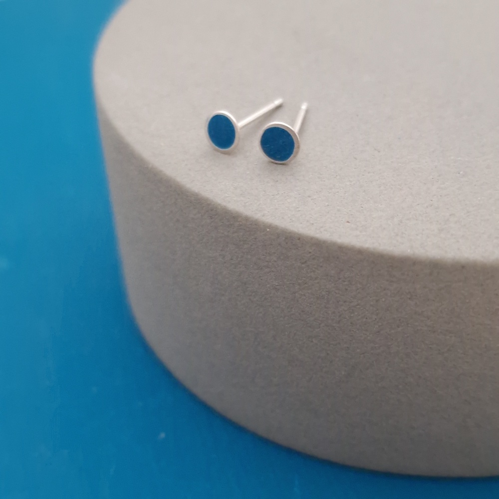 Colour Dot Studs - Small Blue