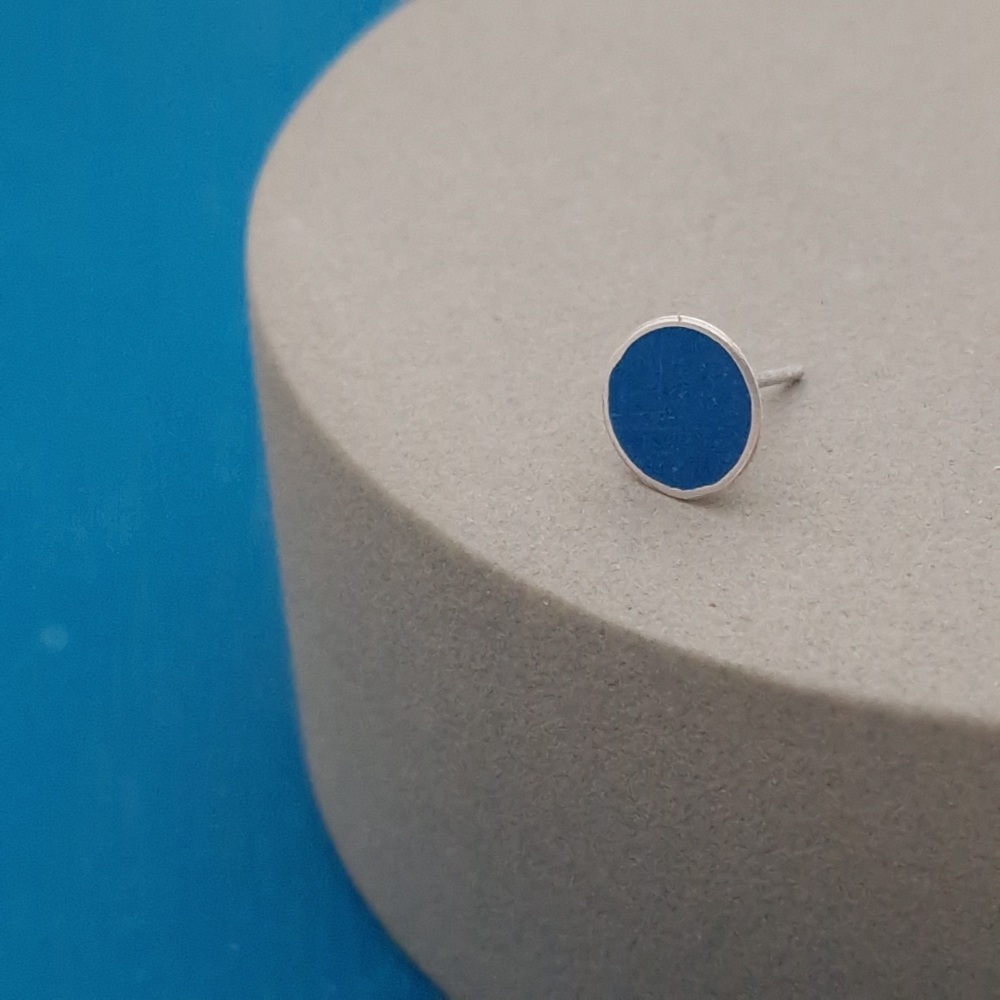 Colour Dot Stud - SOLO large blue stud