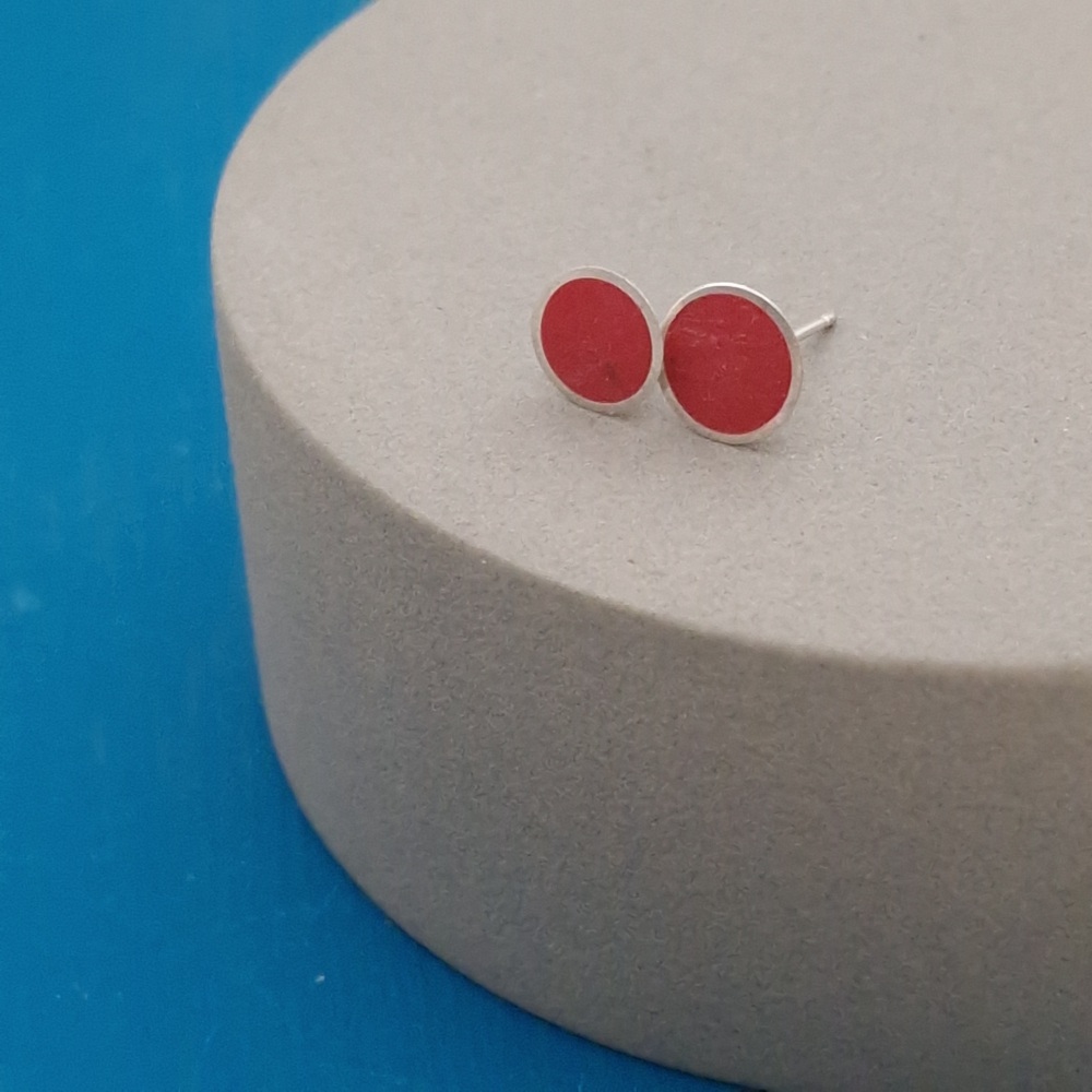 Colour Dot Studs - Large Red