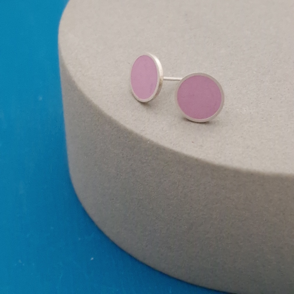 Colour Dot Studs - Large Pink