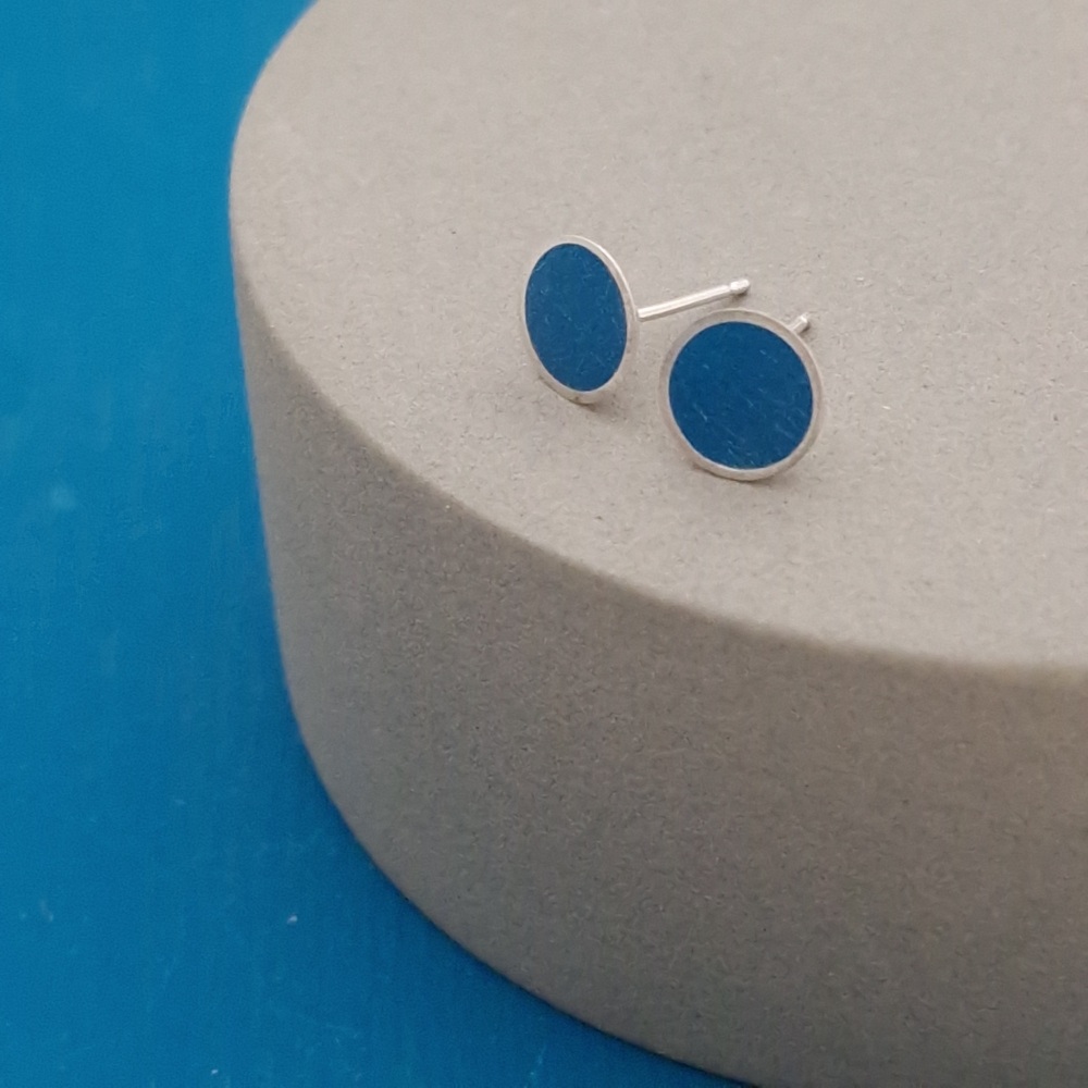Colour Dot Studs - Large Blue
