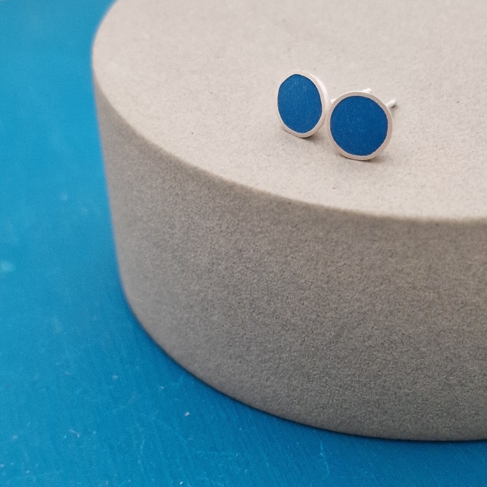 Colour Dot Studs - Large Blue
