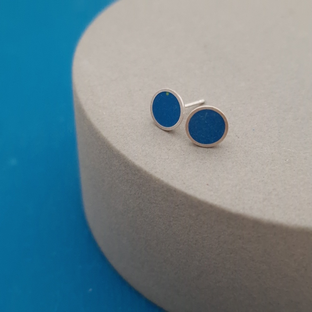 Colour Dot Studs - Medium Blue