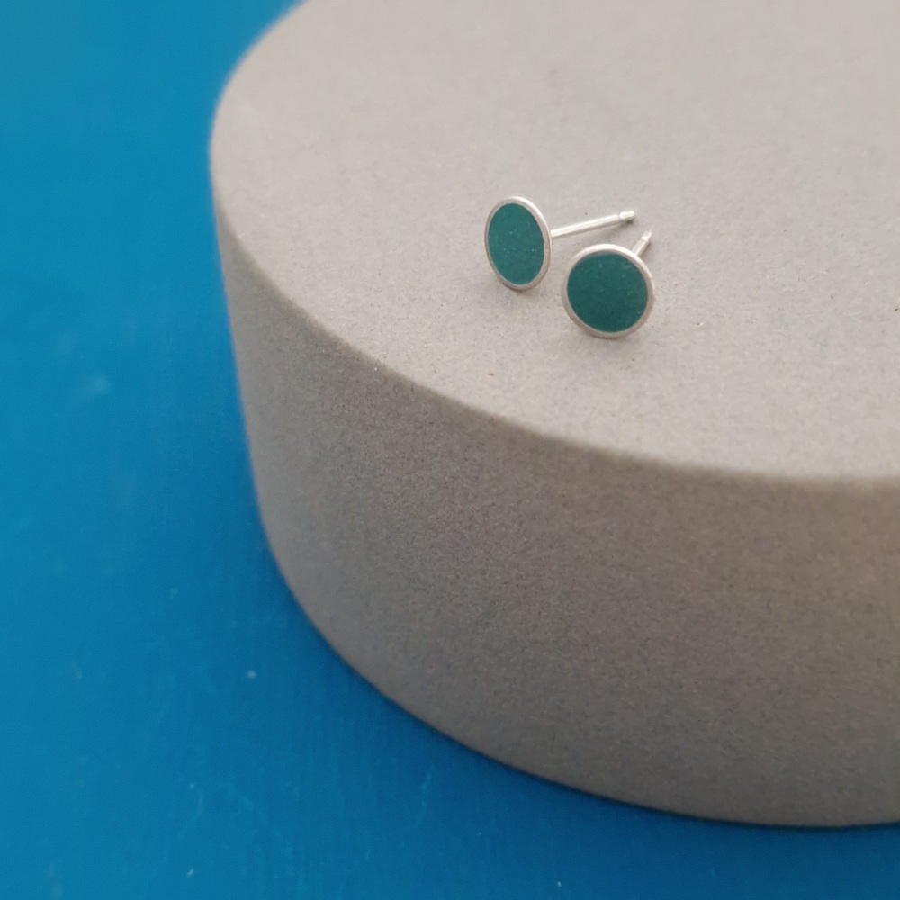 Colour Dot Studs - Medium Teal Green