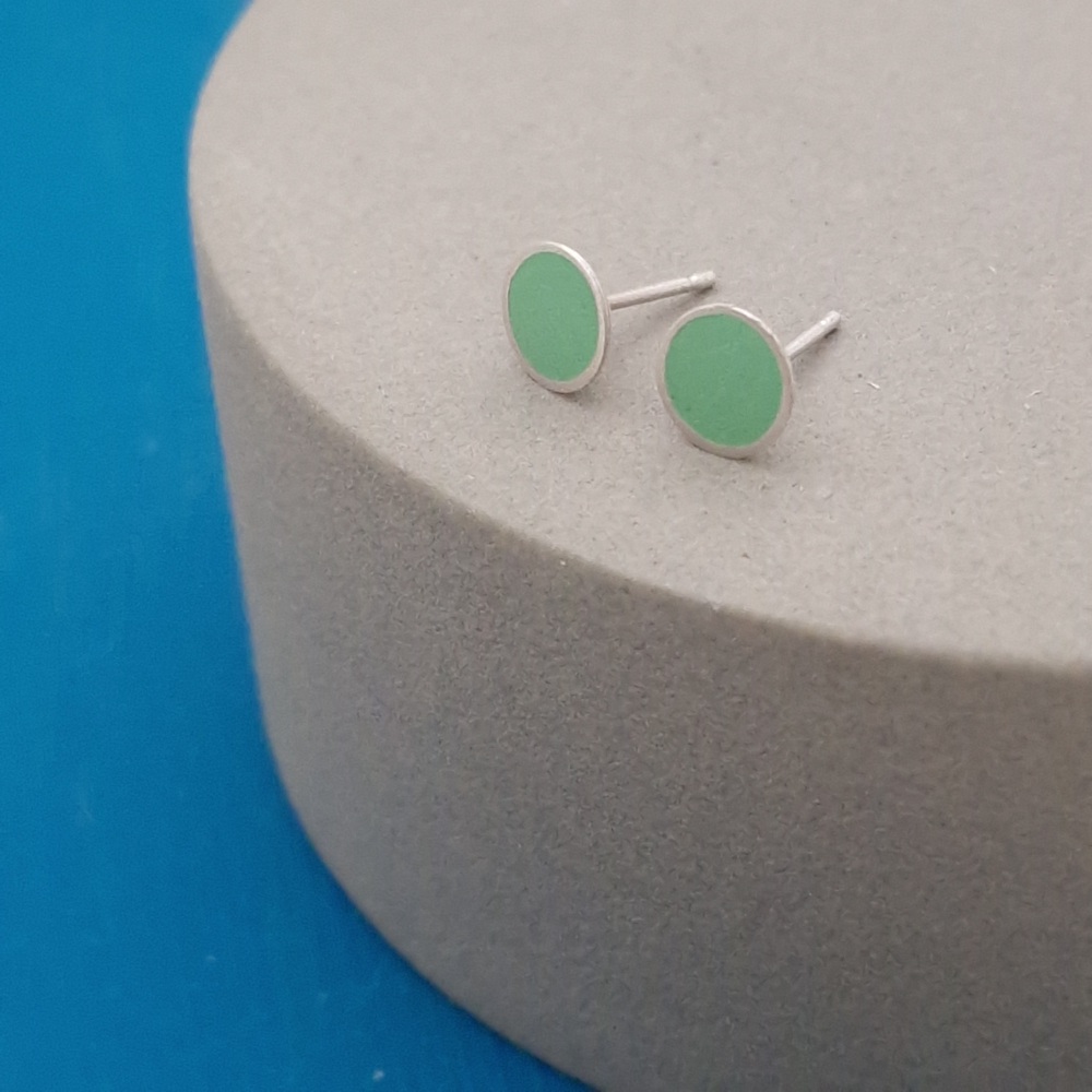 Colour Dot Studs - Medium Pale Mint Green