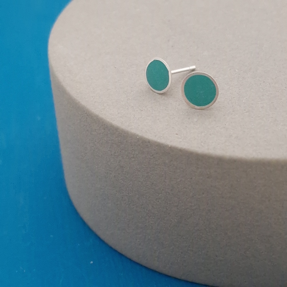 Colour Dot Studs - Medium Jade Green