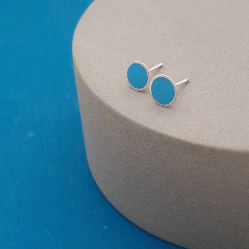 Colour Dot Studs - Medium Sky Blue