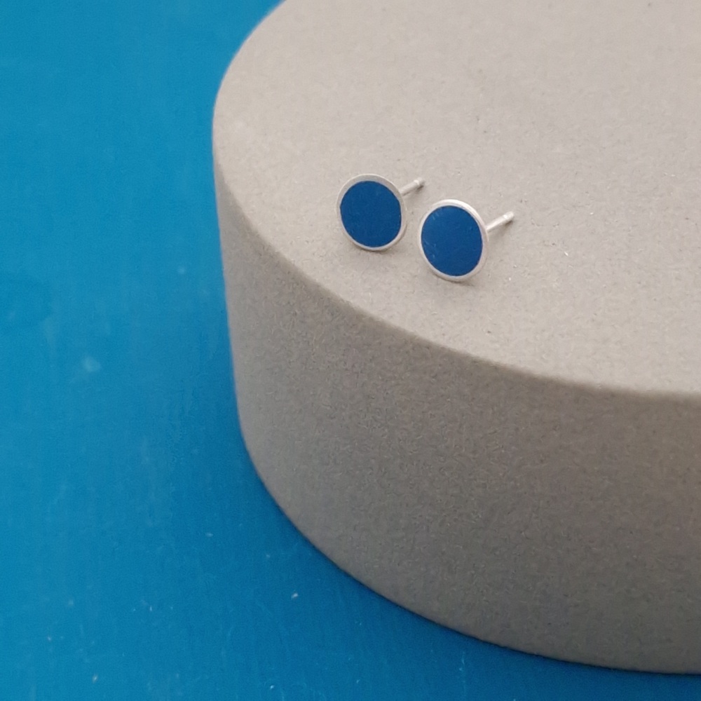 Colour Dot Studs - Medium Blue