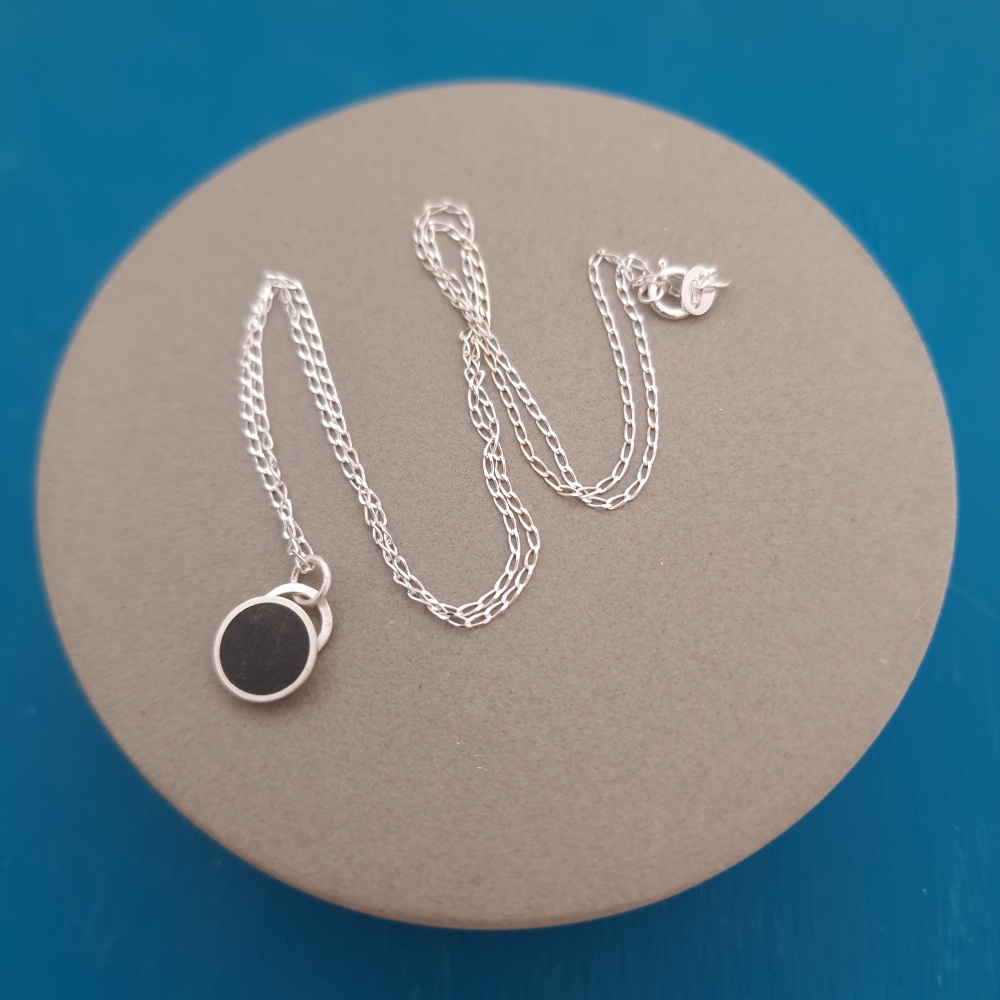 Colour Dot Pendant Large Charcoal Black