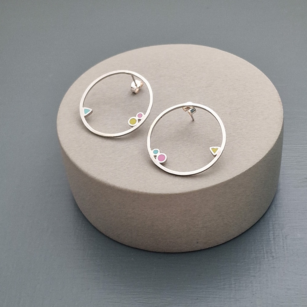 Silver Colour Dot Earrings