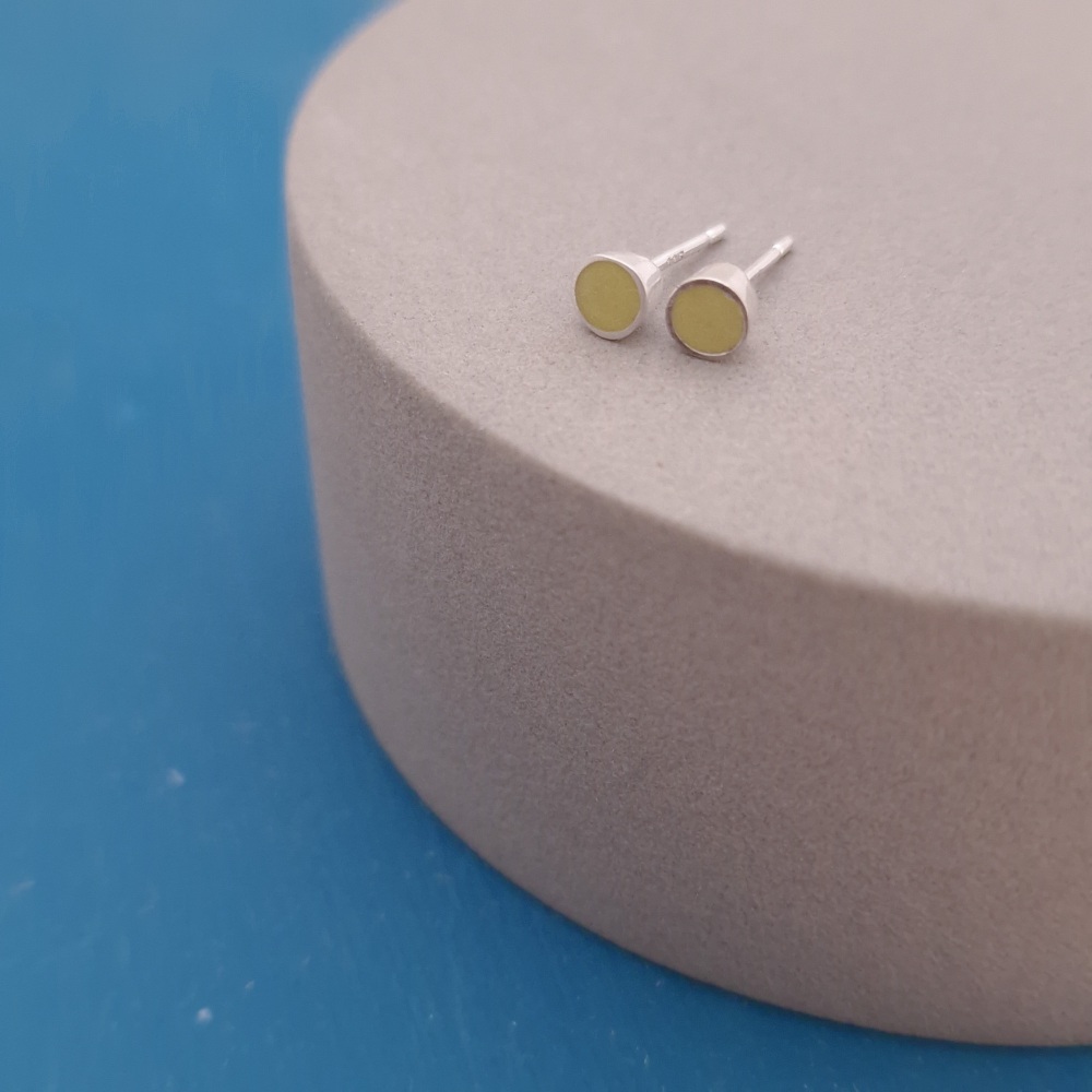 Colour Dot Studs - Small Yellow