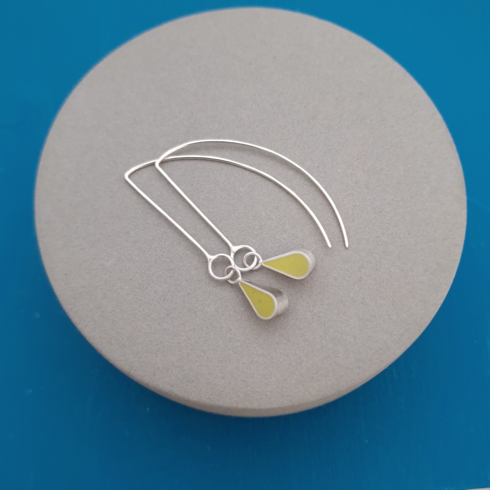 Colour Dot Raindrop Earrings - Yellow