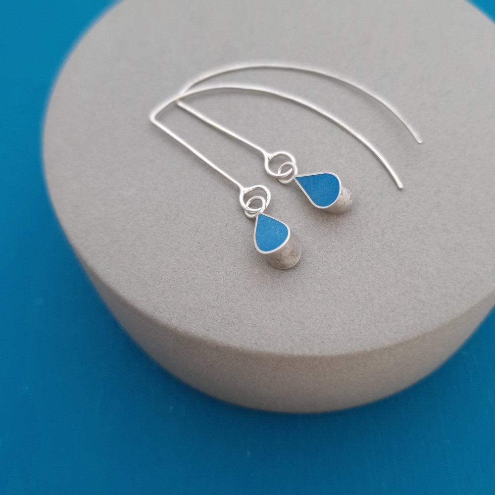 Colour Dot Raindrop Earrings - Blue