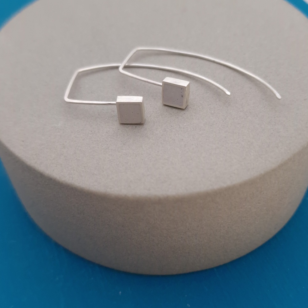 Contemporary Square Earrings Pale Grey