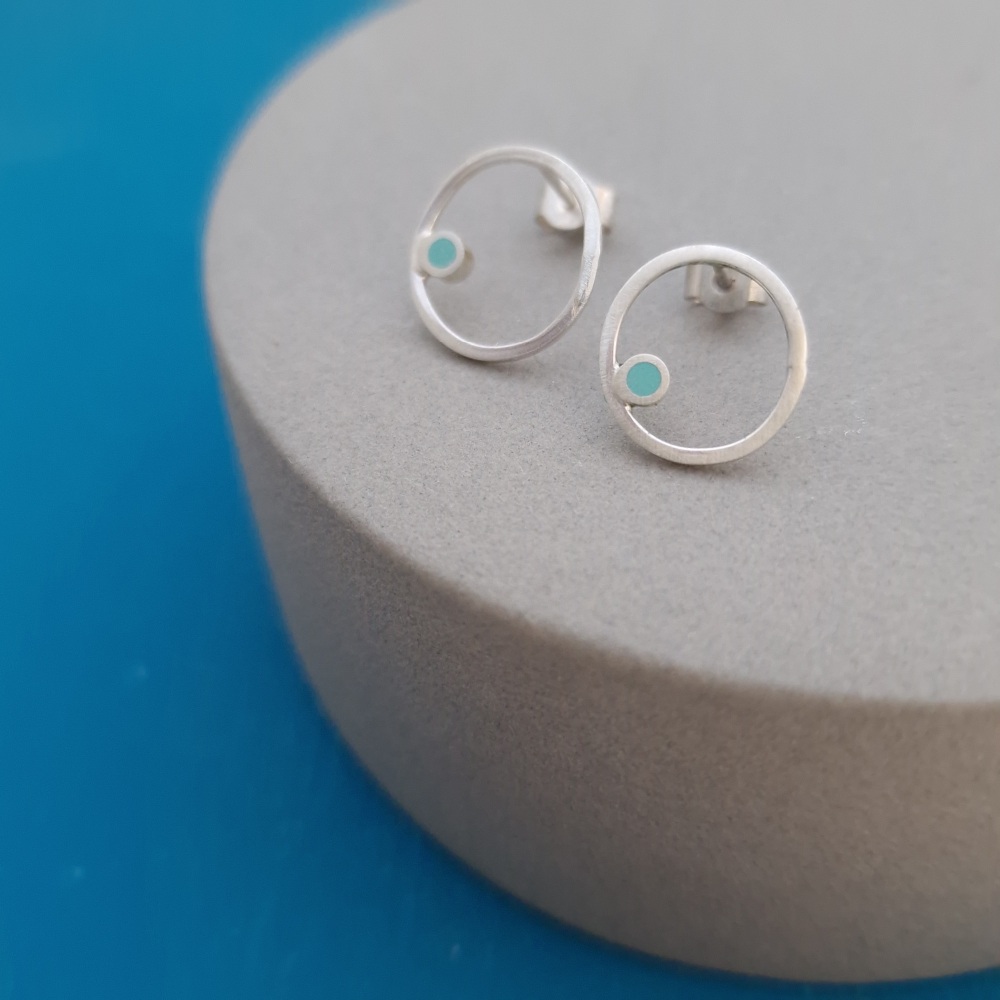 Small Inside Dot Studs - Turquoise