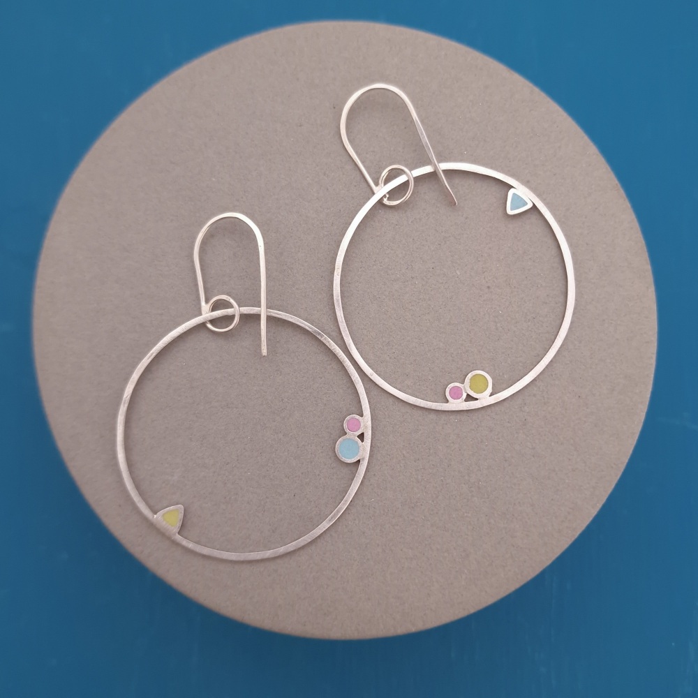 Inside Dot Dangly Hoop Earrings - Large Summer Colours