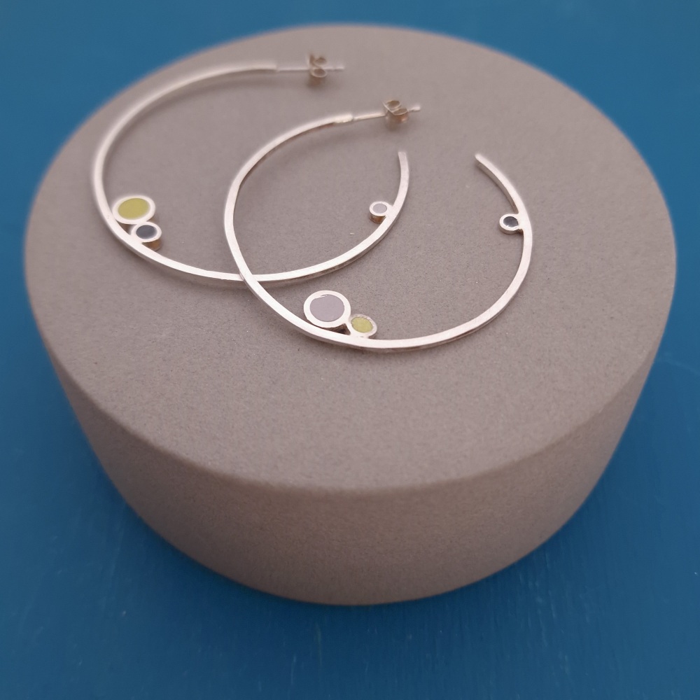 Inside Dot Hoop Studs Large - Autumn Colours
