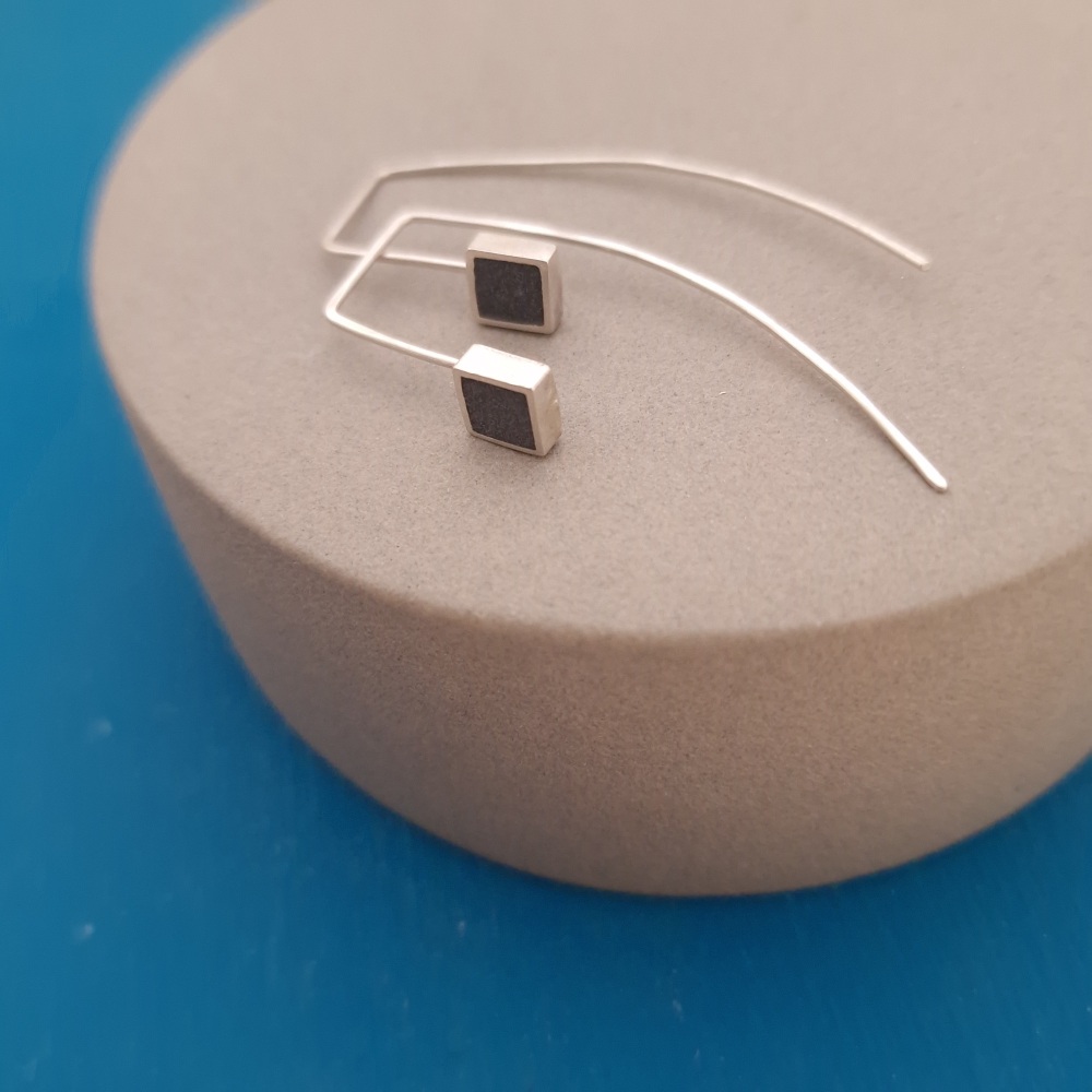 Contemporary Square Earrings Black