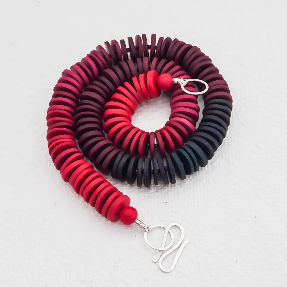 Medium Disc Necklace in Ombré Reds and Dark Burgundies