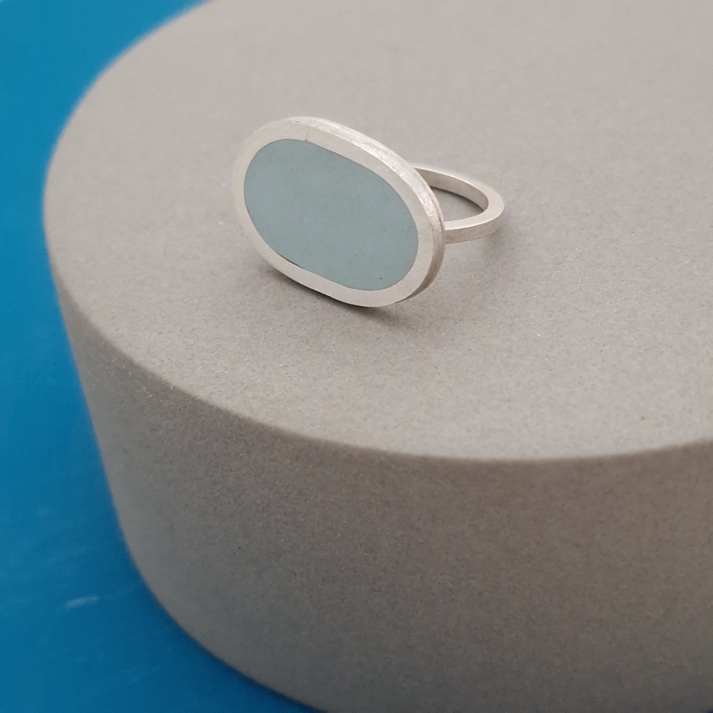 Mishape Aqua Blue Statement Ring Size L