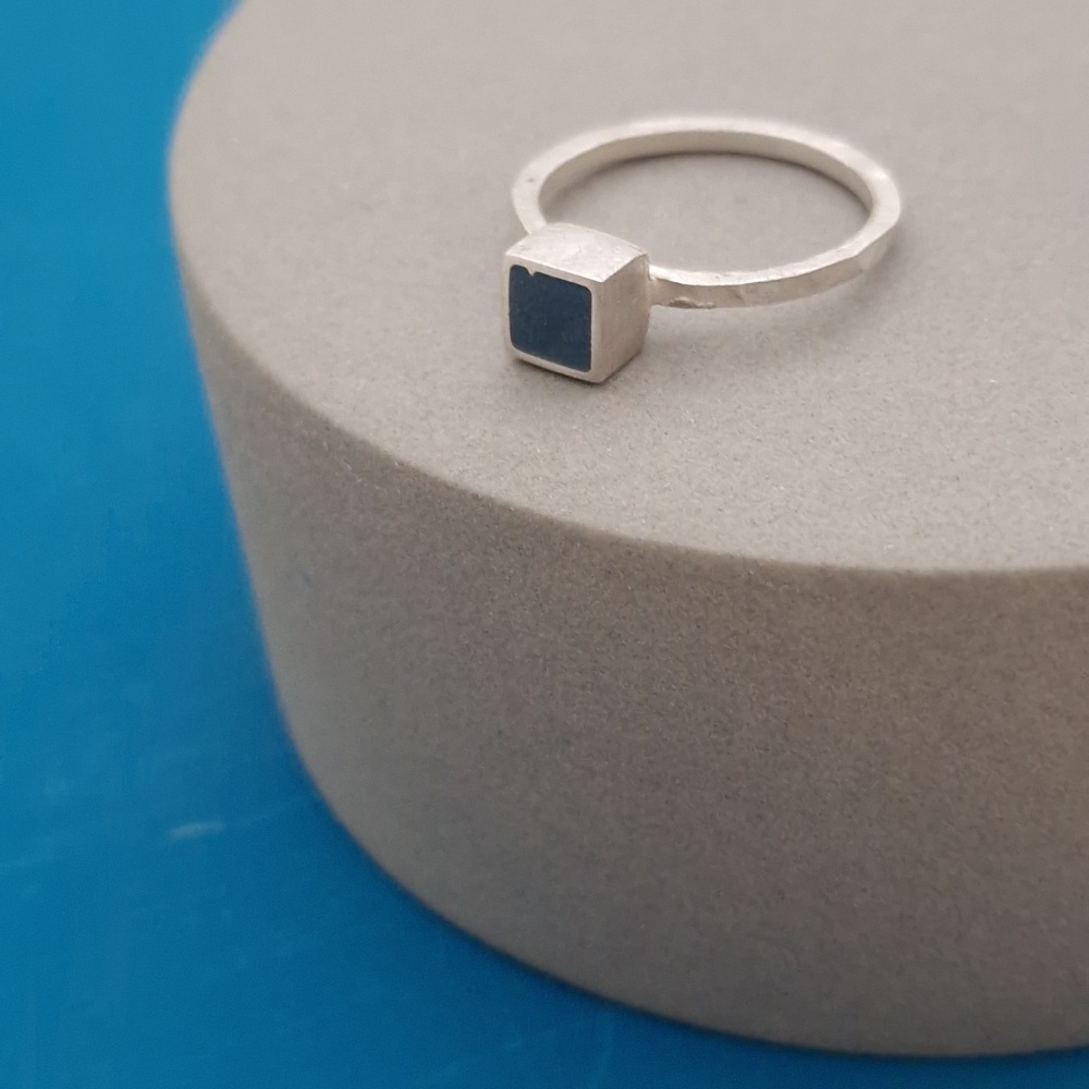 Square Midnight Blue Ring - Size P