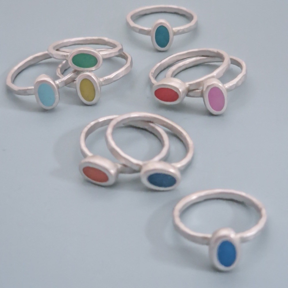 Colour Dot Oval Rings
