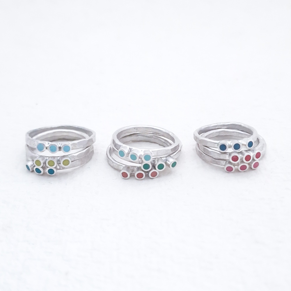 Trio Colour Dot Stacking Ring - MADE TO ORDER