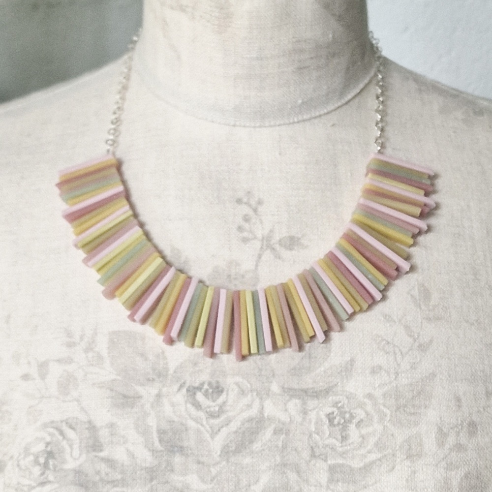 Modern Deco Necklace in Potters Pink and Yellow Earth