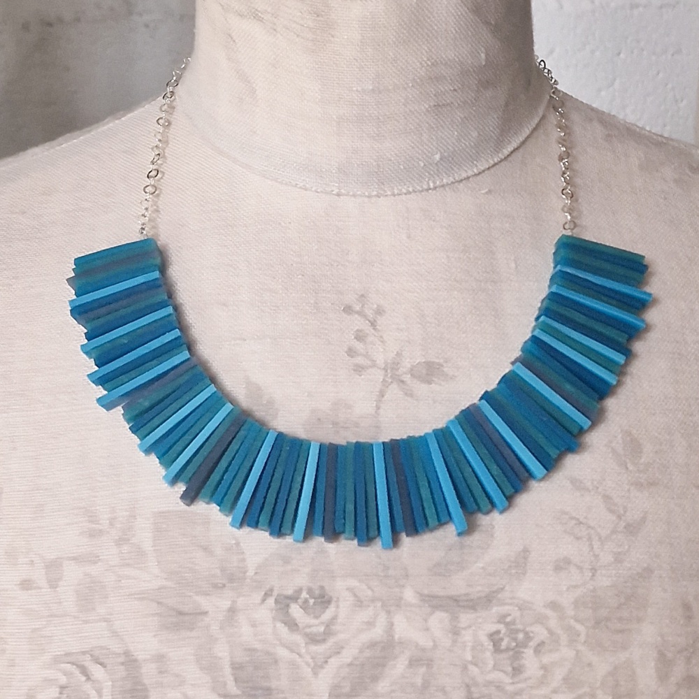 Modern Deco Necklace in Turquoise Blues