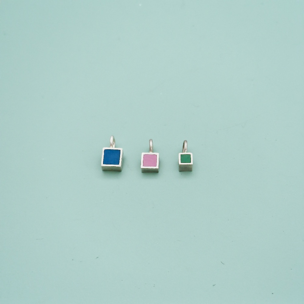 Square Shaped Colour Dot Pendants