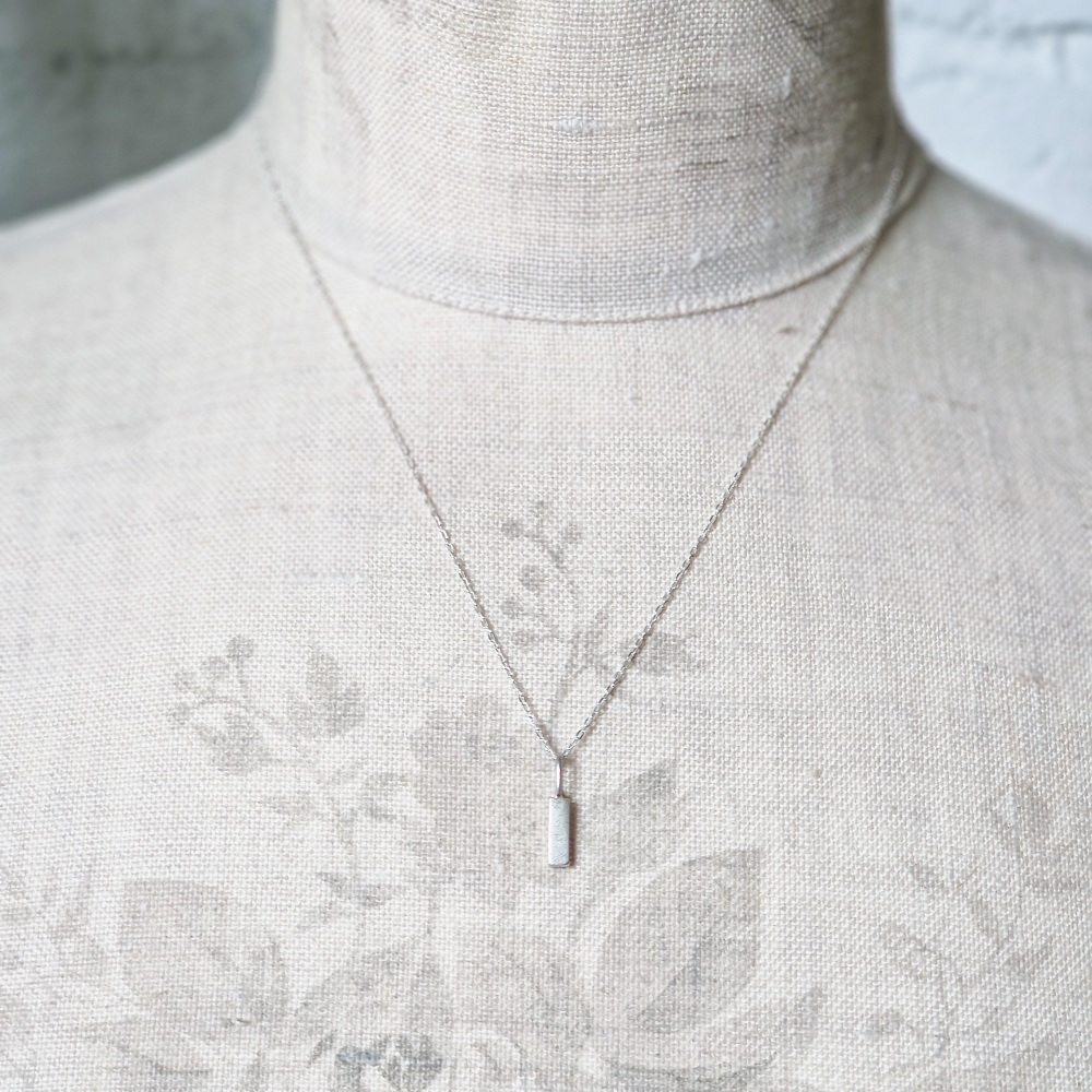 Mini Bar Shaped Silver Dot Pendant