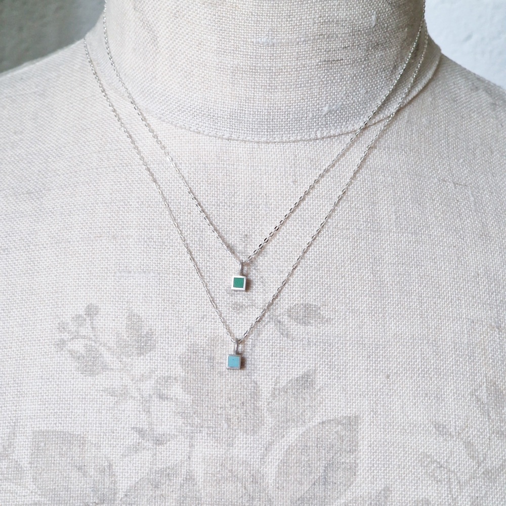 Square Colour Dot Pendant - Tiny 4mm