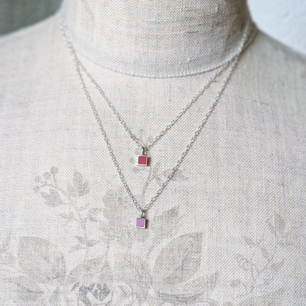 Square Colour Dot Pendant - Small 5mm