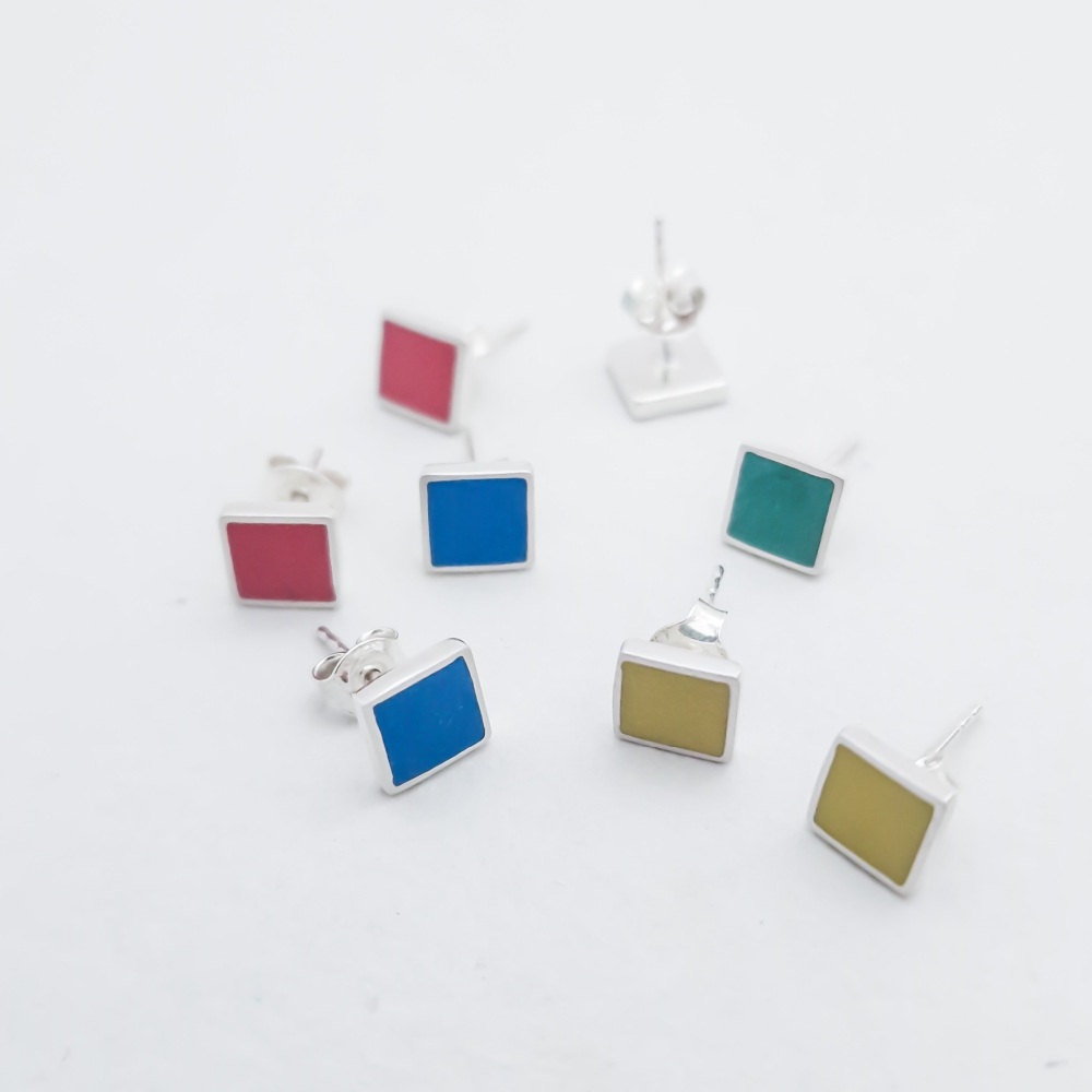 LIMITED EDITION Square Colour Dot Studs