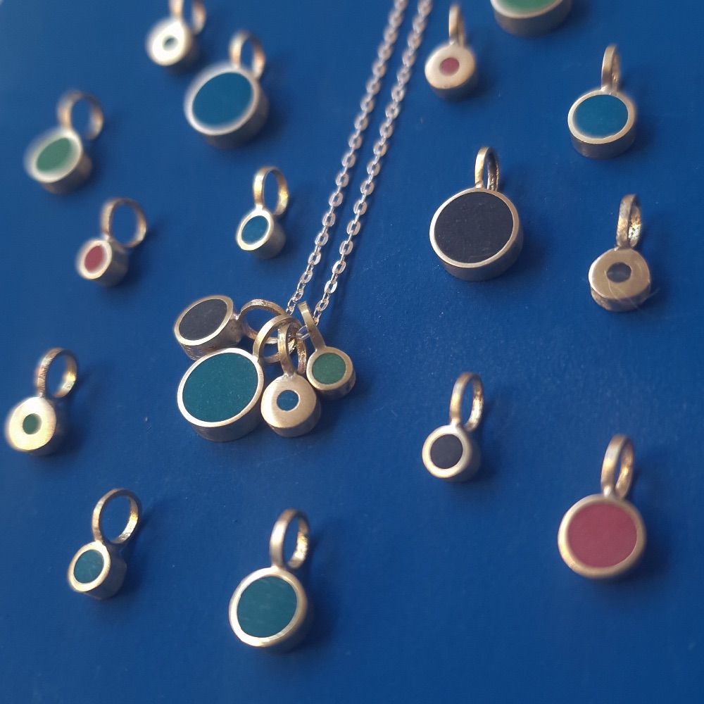 Brass Colour Dot Pendants / Charms