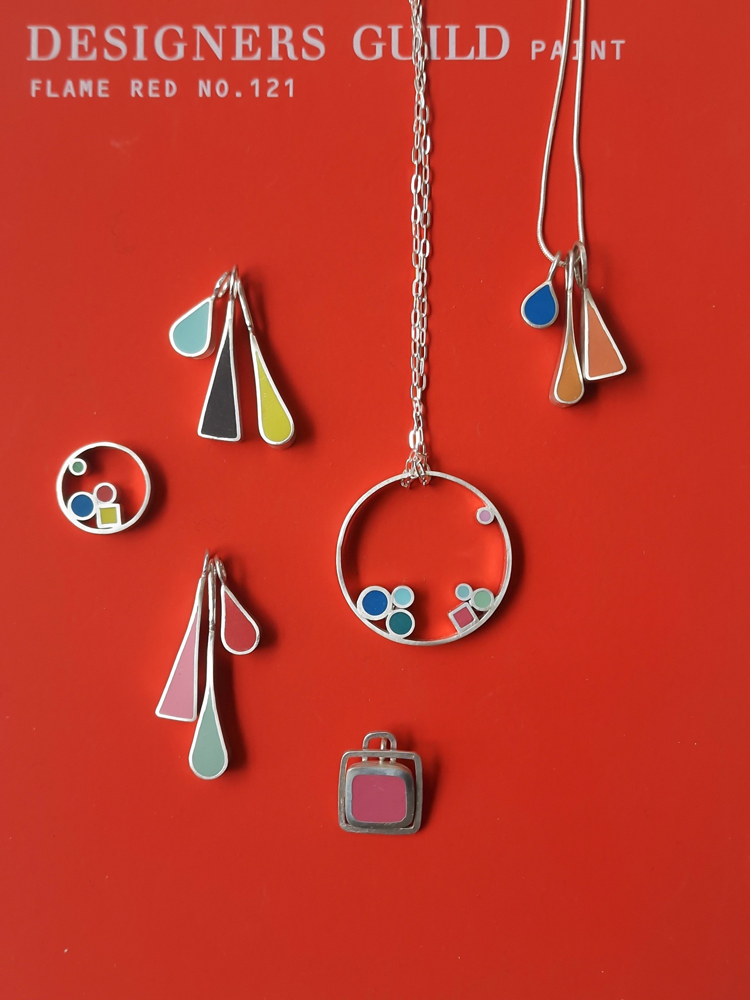 Recycled Sterling Silver and Resin Clay Contemporary Handmade Earrings Colour Designs Jewellery