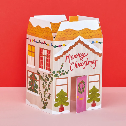 New Product - Quality Christmas Card -'3D fold-out Christmas house' Christm
