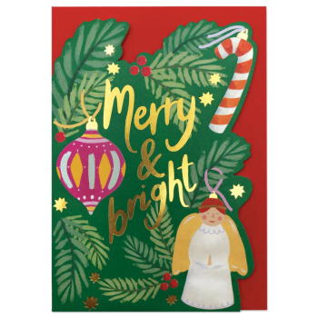 New Product - Quality Christmas Card - ‘Merry & Bright’ – Christmas Tree Decorations Card