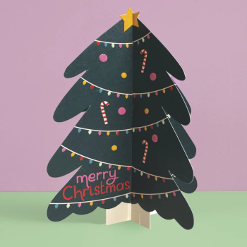 New Product - Quality Christmas Card - 'Merry Christmas' Christmas Tree 3D fold-out Christmas card