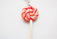 Pink Large Swirl Lollipop Necklace