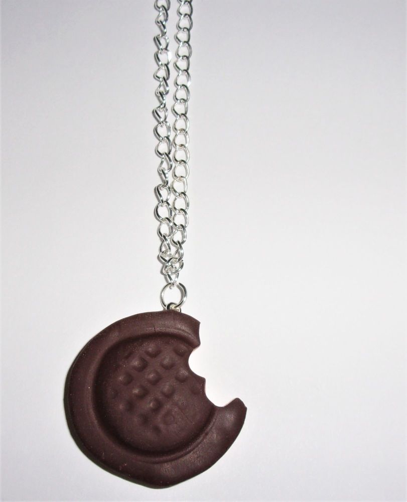 Large Half Eaten Chocolate Style Jaffa Biscuit Necklace