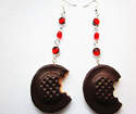 Half Eaten Chocolate Biscuit Ruby Gemstone Earrings