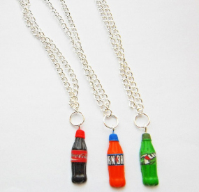 Fimo Soda Drink 7up, Irn Bru And Coke Bottle Necklace